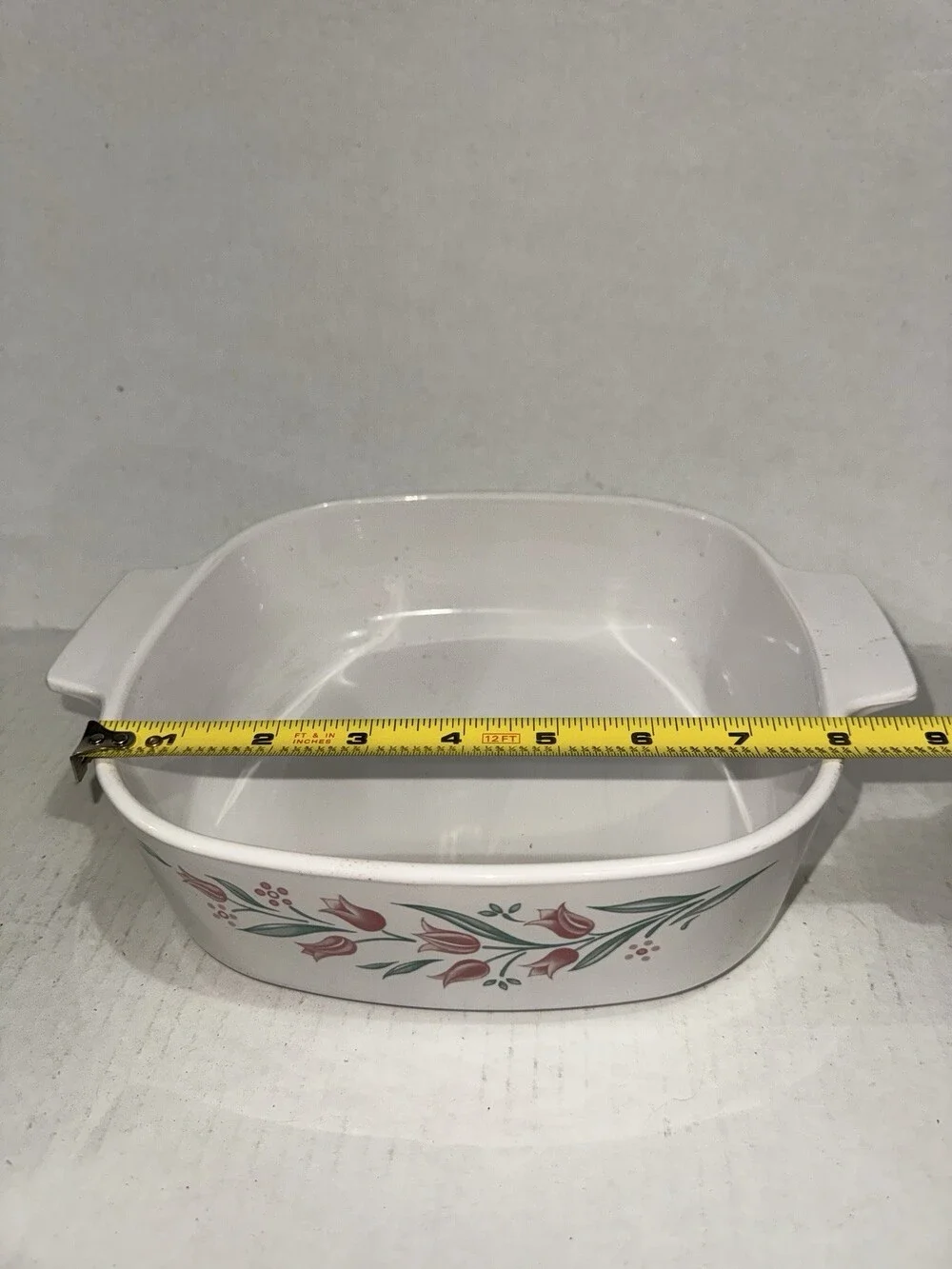 Vintage Corning Ware Rosemarie Pink Tulip Casserole Dish Glass Lid 8”